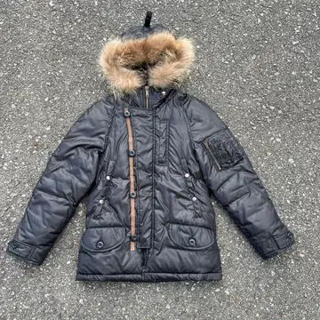 TAKEO KIKUCHI 블랙 퍼 포함 다운 자켓 기믹 Y2K