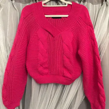 핑크 오프숄더 니트