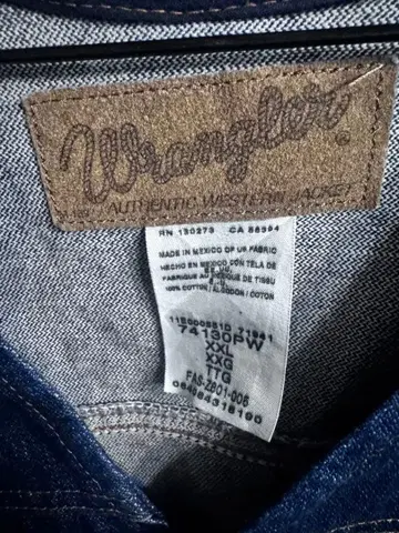 Wrangler 데님 베스트 74 130PW XXL