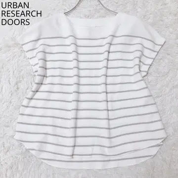 어반 리서치 도어스 티셔츠 프렌치 슬리브 보더 화이트 그레이