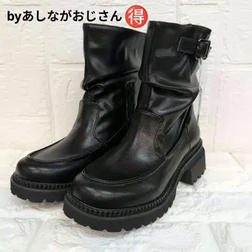 블랙 가죽 엔지니어 부츠