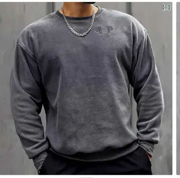 그레이 플리스 맨투맨 긴팔