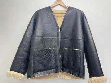 BEAMS 블랙 양가죽 가디건 자켓 M