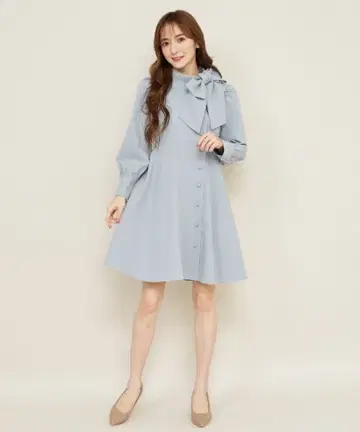 WILLSELECTION 리본 롤 칼라 원피스