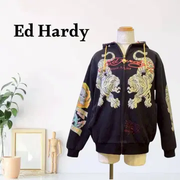 zG710 [ XL ] Ed Hardy 풀 집업 후드티 그래픽 프린트