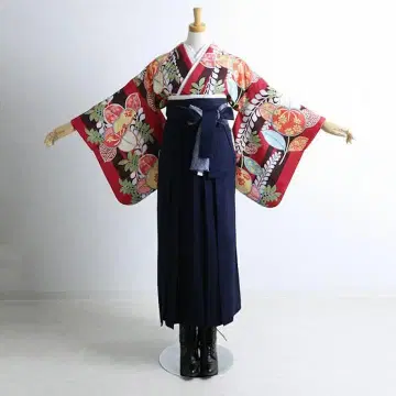 졸업 하카마 니샤쿠소데 기모노 단품 타이쇼 레트로 패턴 기성복