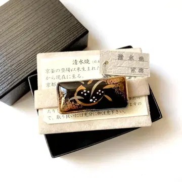 박스형 시미즈야키 오비 고정 띠 / 블랙 골드 칠보