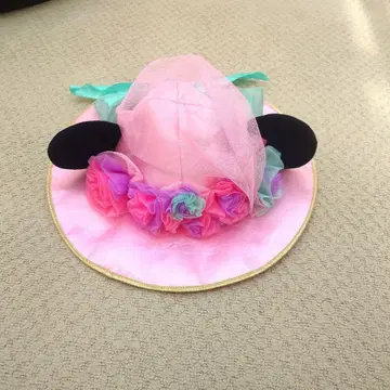 미키 귀 달린 핑크 모자
