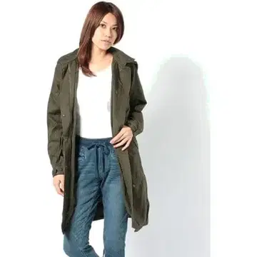 택 포함 PLST 후드 밀리터리 코트 XS 8071