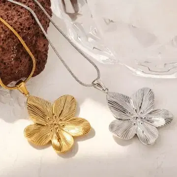 꽃 모양 펜던트 목걸이 골드 실버