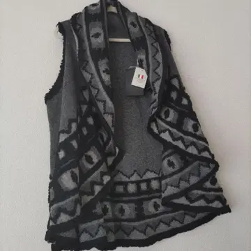 기하학 패턴 그레이 슬리브리스 케이프 코트 택 포함 미사용