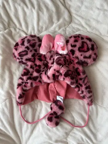 디즈니 팬 캡 미니 레오파드 무늬 핑크