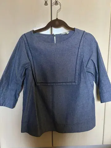 POU DOU DOU 다크 블루 7부 소매 셔츠