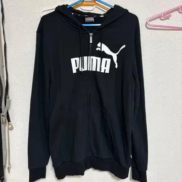 미사용품 PUMA 로고 블랙 풀 집업 후드티 L 사이즈