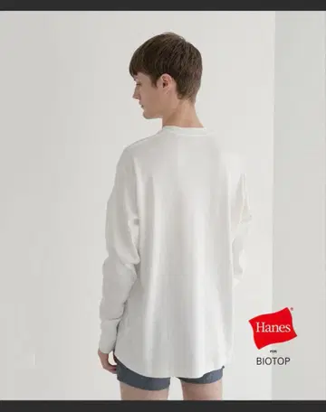 Hanes for BIO TOP 크루넥 긴팔 티셔츠 화이트 M