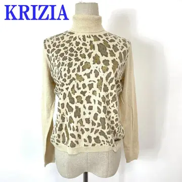 KRIZIA 크리치아 긴팔 하이넥 니트 레오파드 무늬 울 C4913