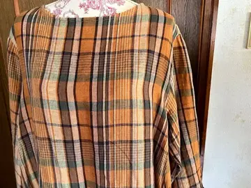 ichi 체크 무늬 롱 원피스 긴팔