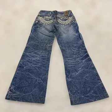 레드페퍼 스트레이트 데님 팬츠 청바지 자수 와이드 데미지