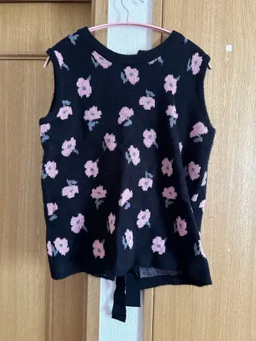 허니미허니 자카드 베스트 꽃무늬 핑크