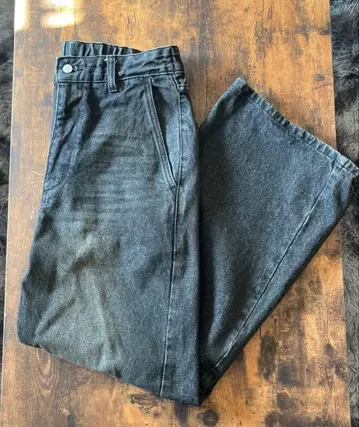 WYM LIDNM CURVED FLARE DENIM SLACKS S