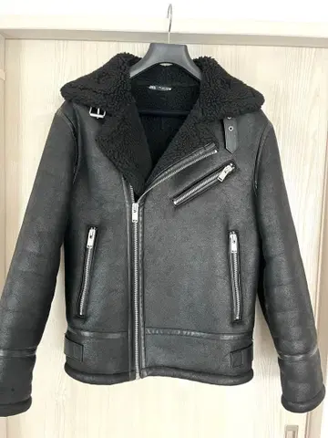 ZARA 무스탕 자켓 B-3 라이더 페이크 가죽 자켓 M