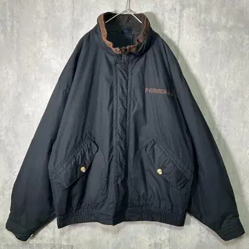 빈티지 블루종 가죽 절개 자수 블랙 브라운 XL