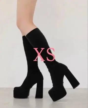 블랙 스웨이드 니하이 부츠 XS