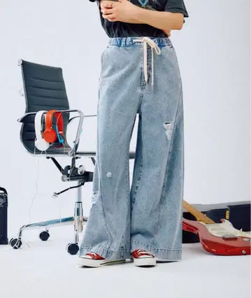 LEPSIM 이지 배기 데님 블루