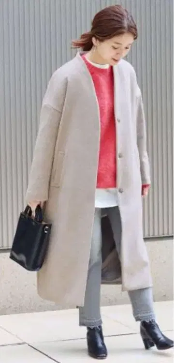 JOURNAL STANDARD 슈퍼140 비버 V넥 코트 그레이