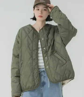 coca 리버서블 퀼팅 블루종