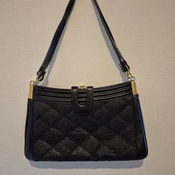 여성용 블랙 가죽 퀼팅 핸드백