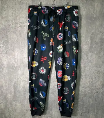 레어 UNK NBA 팀 로고 맨투맨 팬츠 저지 블랙 XL