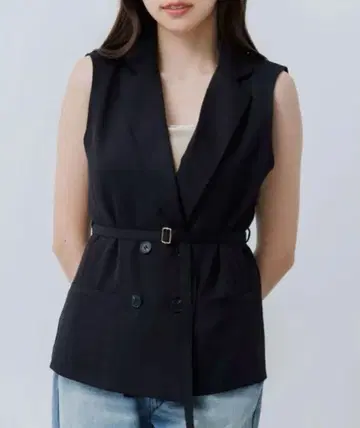 SENEE 세니 더블 자켓 베스트 블랙 더블 자켓 베스트