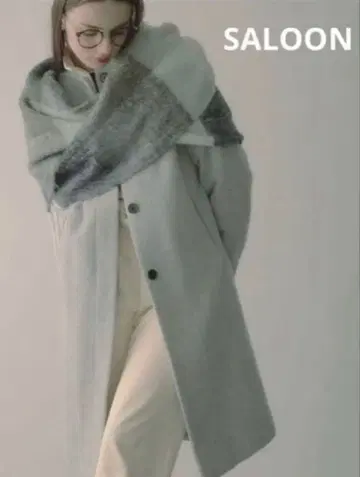 새상품 SALOON 살롱 고급 양모 노카라 코트 울 코트