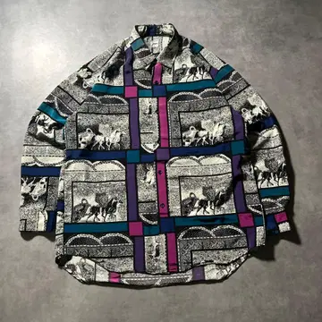 빈티지 올 패턴 스다 마사키 아트 패턴 유러피안 애니멀 셔츠