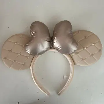 미키 모양 머리띠 베이지 실버