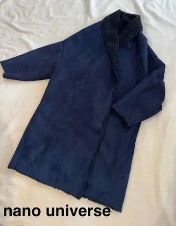 nano universe 네이비 M, L 페이크 무스탕 보아 코트