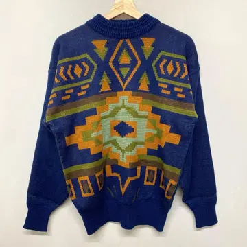 VINTAGE 니트 스웨터 올 패턴 기하학 패턴 L 아크릴 100%