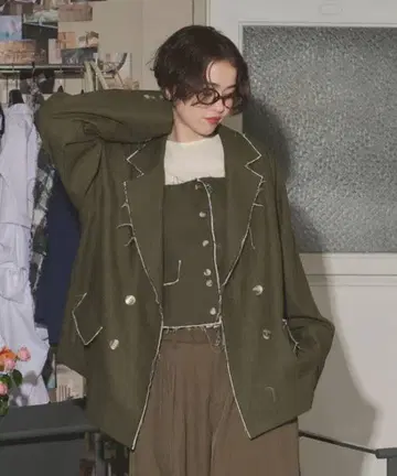 loin nuit 테일러드 자켓 자켓 카키 그린