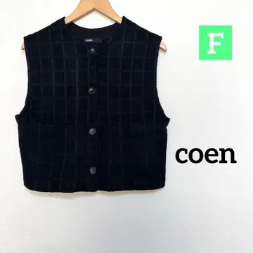 coen 블랙 체크 무늬 베스트