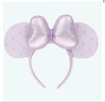 연보라 리본 포함 미키 귀 머리띠
