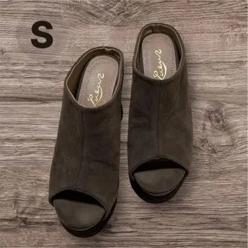 브라운 S 사이즈 오픈토 웨지 샌들