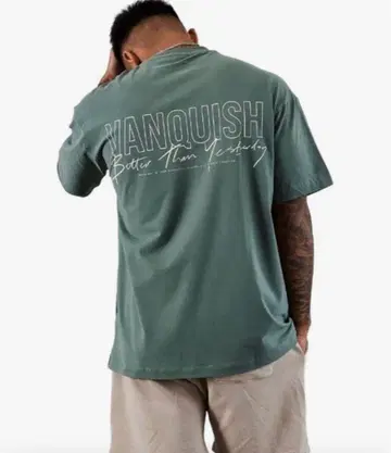 vanquishfitness 오버 사이즈 T셔츠 빈티지 그린