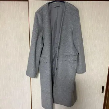 유니클로 울 블렌드 노카라 코트 그레이 XXL