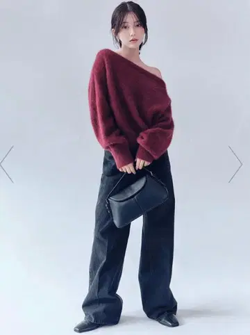 FRAY I.D 하이웨스트 센터 프레스 와이드 데님