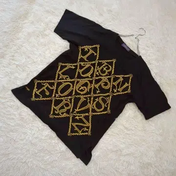 [ vega ] 반팔 T셔츠 금 자수 레트로 빈티지 블랙 F 사이즈