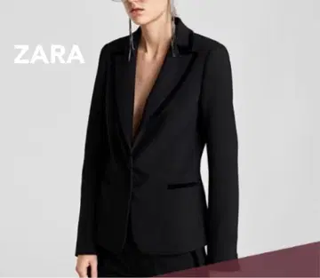 Zara 블랙 벨벳 트리밍 턱시도 블레이저 자켓