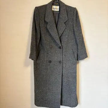 도쿄 스타일 cojana 롱 코트 그레이 더블 울 혼방