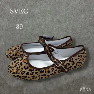 [ 새상품 ] SVEC [ 24.5 ] 레오파드 무늬 플랫슈즈 쿵푸슈즈