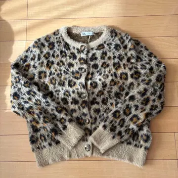 ZARA 레오파드 무늬 가디건 레오파드 두꺼운 원단 블루종 복슬복슬 L